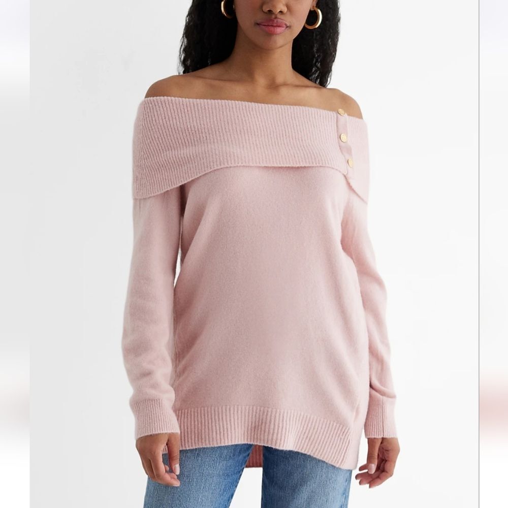 Express Pink Off-the-Shoulder Sweater Size XS
